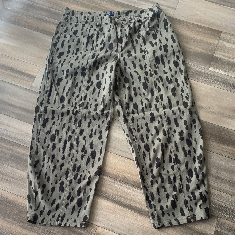 Olive Green Leopard Print Women’s Jeans